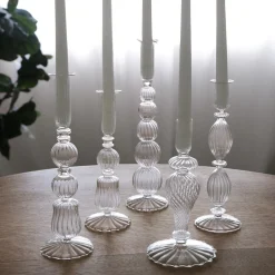 GLASS Cambridge Beryl 10" Candlestick Holder Set of 2 (Clear)