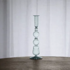 GLASS Cambridge Emma 10.5" Candlestick Holder Set of 2 (Light Green)