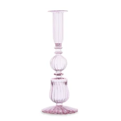 GLASS Cambridge Sophia 9" Candlestick Holder Set of 2 (Light Pink)