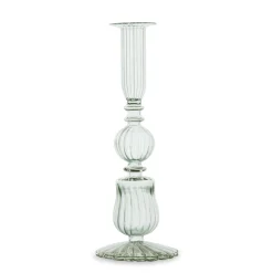 GLASS Cambridge Sophia 9" Candlestick Holder Set of 2 (Light Green)