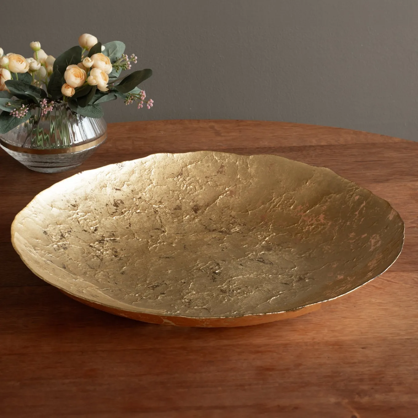 GLASS Cracked Extra Large Foil Leafing Centerpiece (Gold)