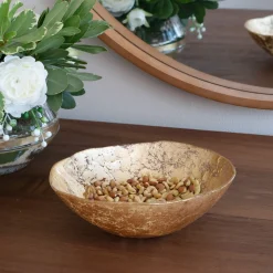 GLASS Cracked Small Foil Leafing Bowl (Gold)