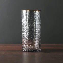 GLASS Croc Highball with Gold Rim Set of 4 (Smoke Grey)