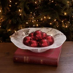 GLASS Decorative Bowl (White and Gold)