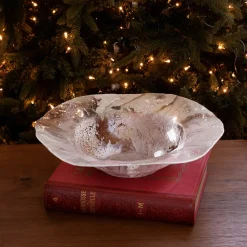GLASS Decorative Bowl (White and Gold)