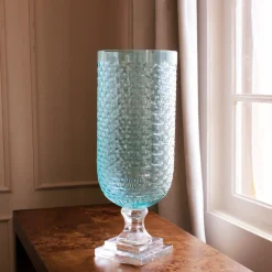 GLASS Eclat Tall Hurricane Pale Blue & Clear