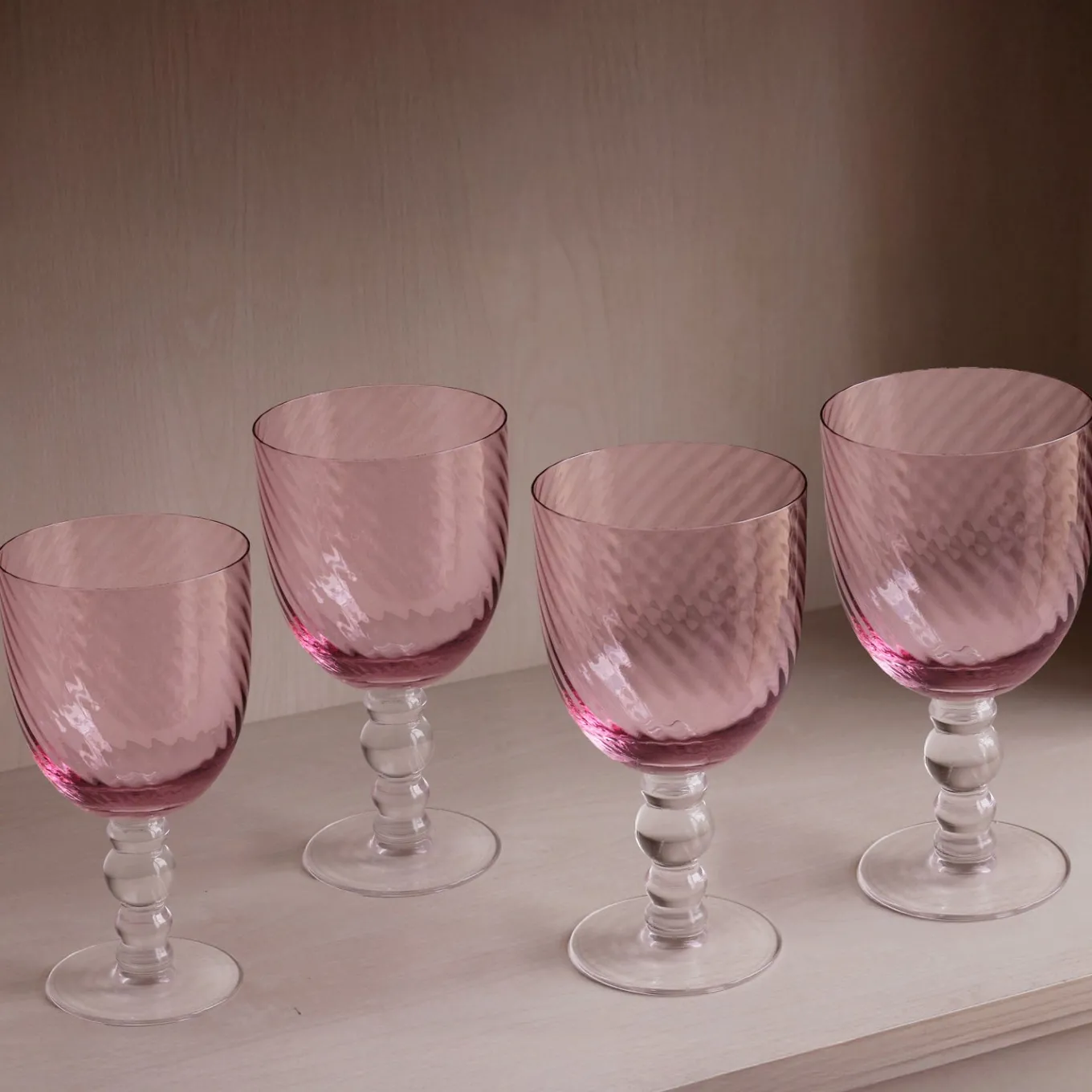 GLASS French Swirl All Purpose Set of 4 (Pink)