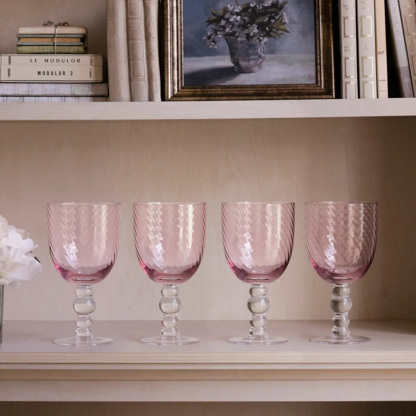 GLASS French Swirl All Purpose Set of 4 (Pink)