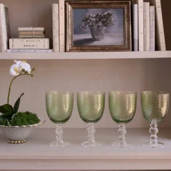 GLASS French Swirl All Purpose Set of 4 (Green)