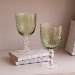 GLASS French Swirl All Purpose Set of 4 (Green)