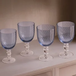 GLASS French Swirl All Purpose Set of 4 (Blue)