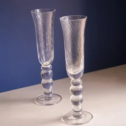 GLASS French Swirl Champagne Flute Set of 4 (Clear)
