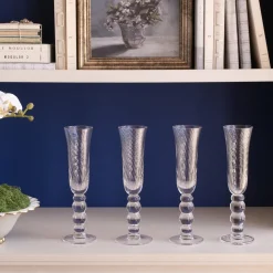 GLASS French Swirl Champagne Flute Set of 4 (Clear)