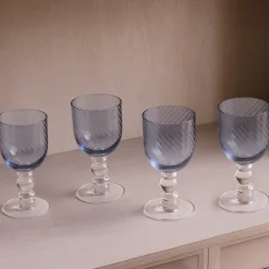 GLASS French Swirl Wine Set of 4 (Blue)