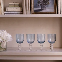 GLASS French Swirl Wine Set of 4 (Blue)