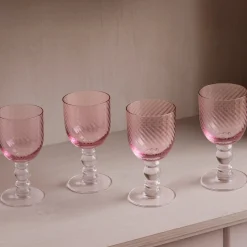 GLASS French Swirl Wine Set of 4 (Pink)