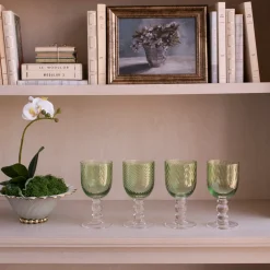 GLASS French Swirl Wine Set of 4 (Green)
