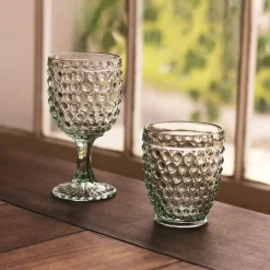 GLASS Hobnail All Purpose Set of 4 (Moss Green)