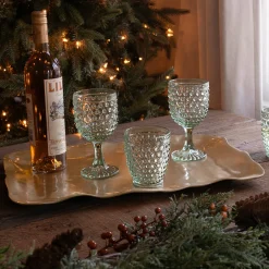 GLASS Hobnail Double Old Fashioned Set of 4 (Moss Green)