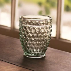 GLASS Hobnail Double Old Fashioned Set of 4 (Moss Green)