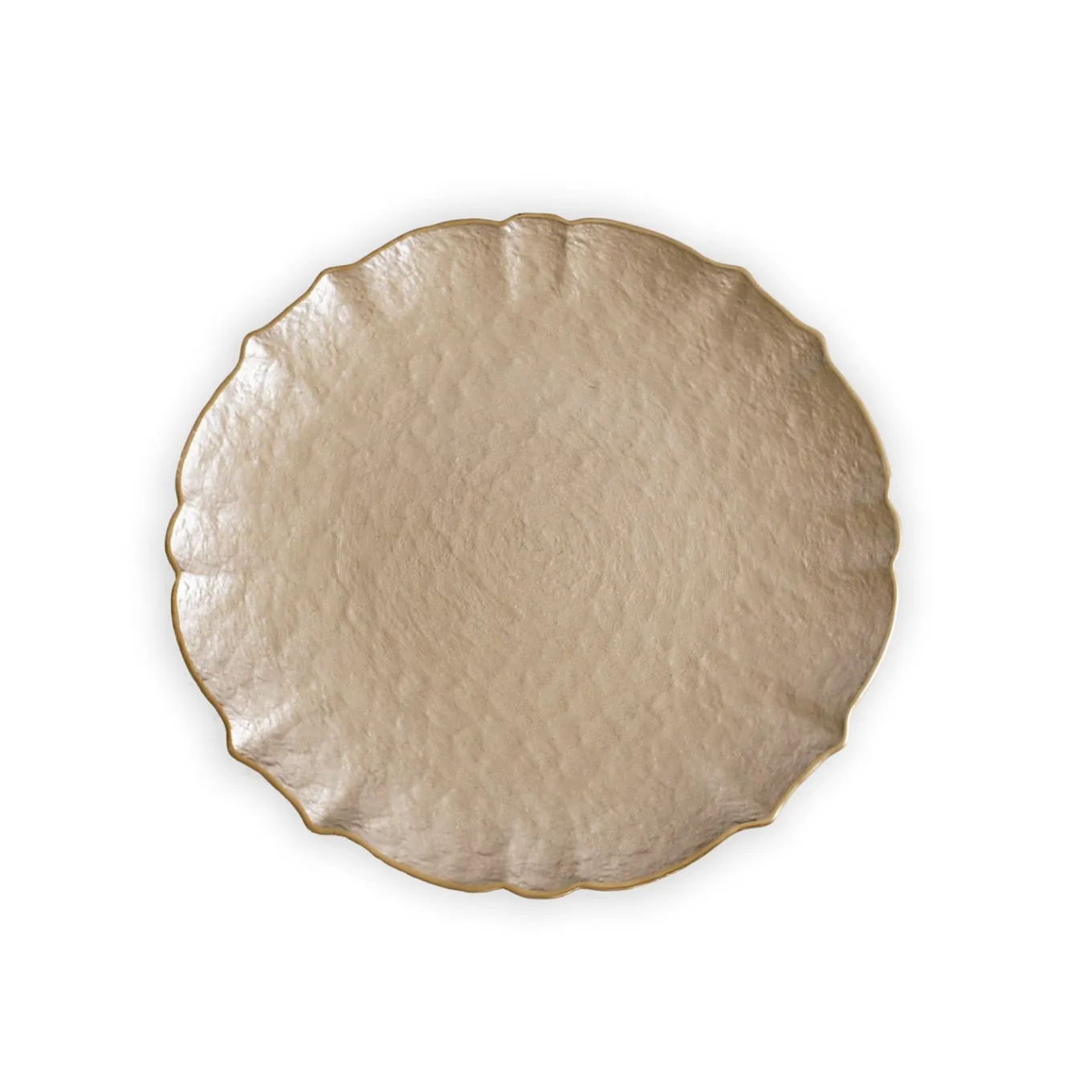 GLASS Large Round Platter or Charger (Taupe and Gold)
