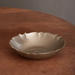 GLASS Medium Round Bowl (Taupe and Gold)
