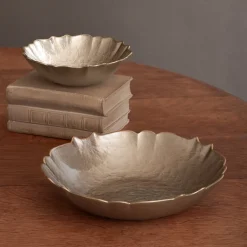 GLASS Medium Round Bowl (Taupe and Gold)