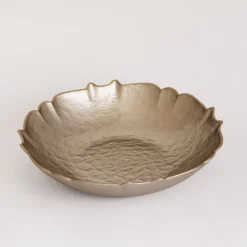 GLASS Medium Round Bowl (Taupe and Gold)