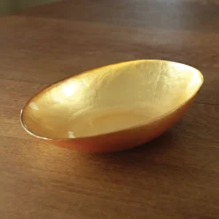 GLASS New Orleans Medium Oval Foil Leafing Bowl (Gold)