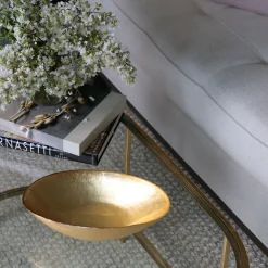 GLASS New Orleans Medium Oval Foil Leafing Bowl (Gold)