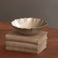 GLASS Small Round Bowl (Taupe and Gold)