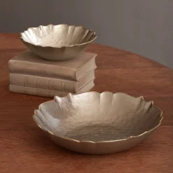 GLASS Small Round Bowl (Taupe and Gold)