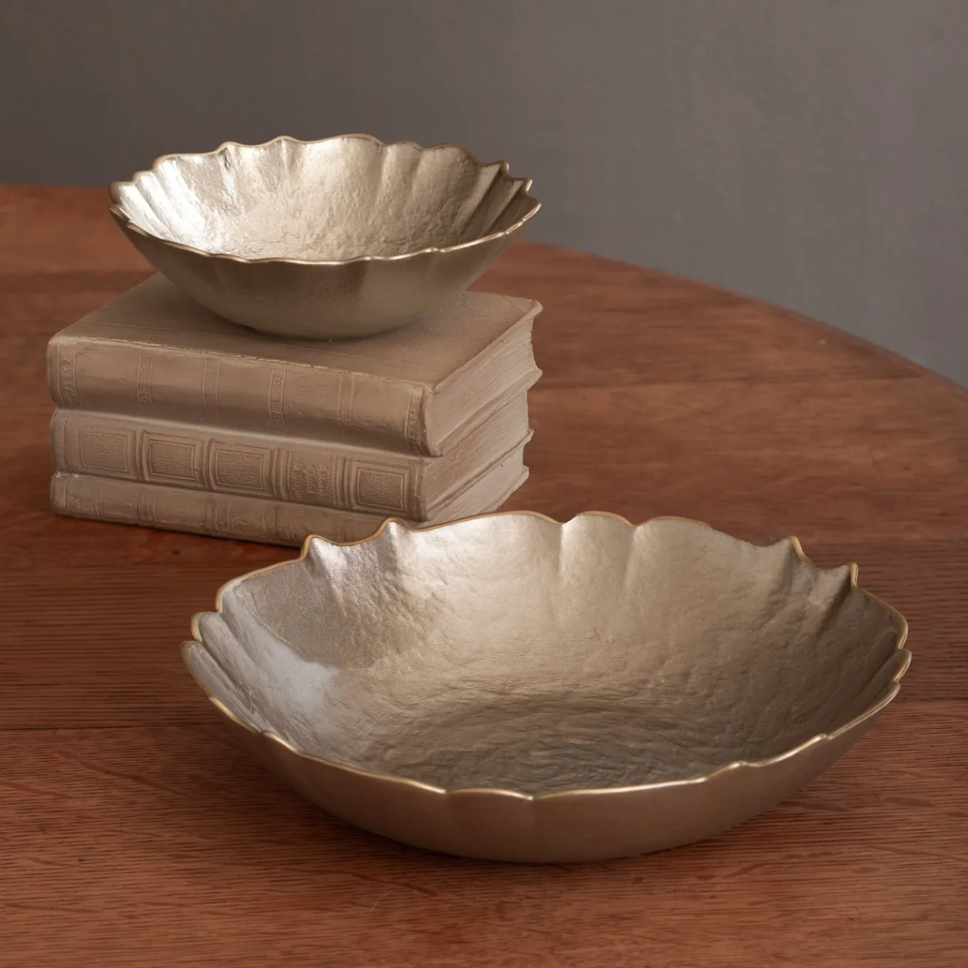 GLASS Small Round Bowl (Taupe and Gold)