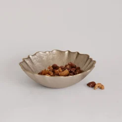 GLASS Small Round Bowl (Taupe and Gold)