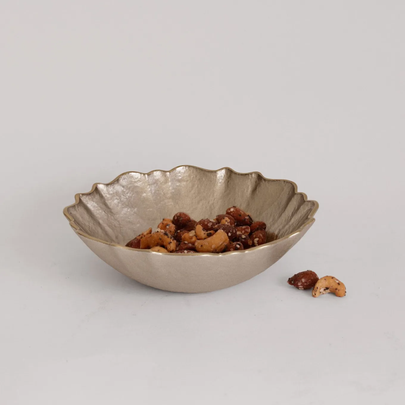 GLASS Small Round Bowl (Taupe and Gold)