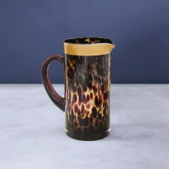 GLASS Tortoise and Gold Pitcher