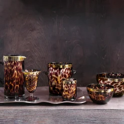 GLASS Tortoise and Gold Tumbler Set of 4