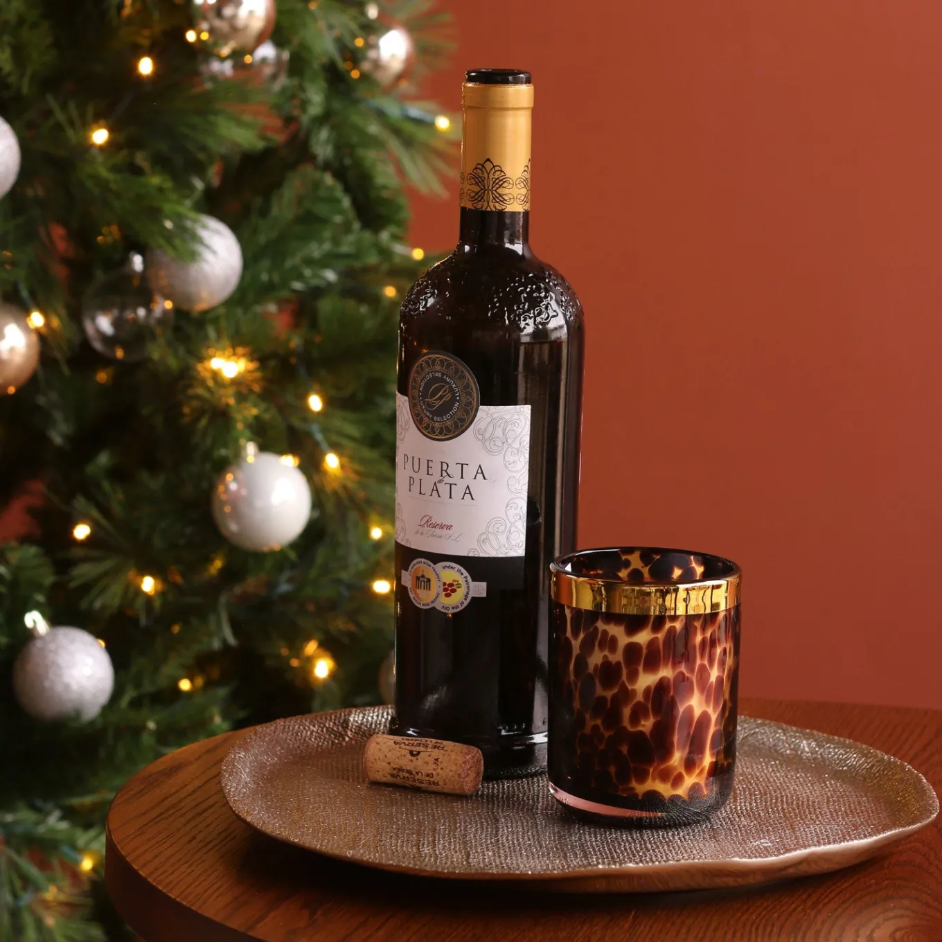 GLASS Tortoise and Gold Tumbler Set of 4