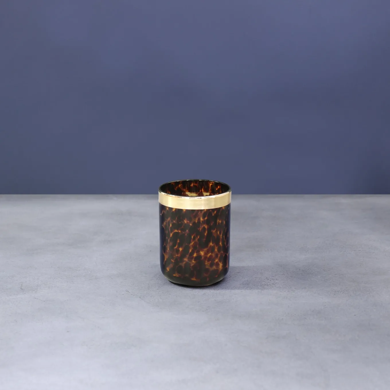 GLASS Tortoise and Gold Tumbler Set of 4