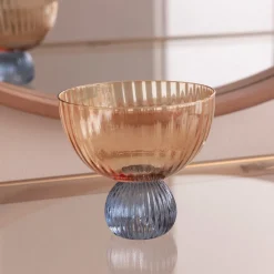 GLASS Venice Coupe Set of 4 (Amber and Blue )