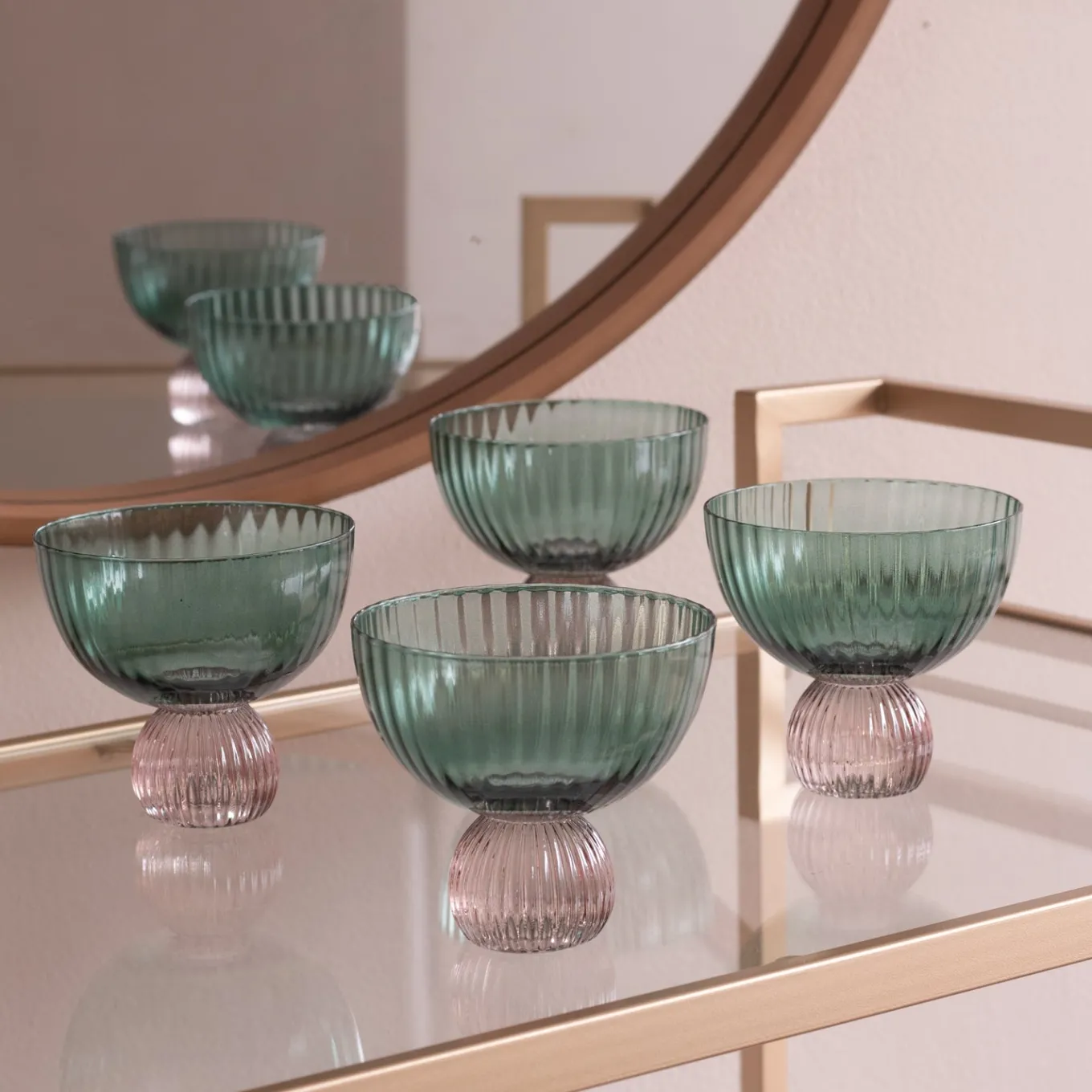 GLASS Venice Coupe Set of 4 (Green and Lavender)
