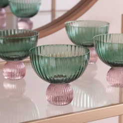 GLASS Venice Coupe Set of 4 (Green and Lavender)