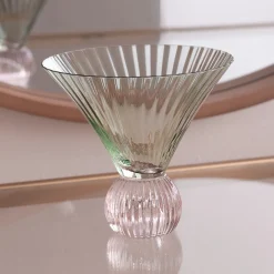 GLASS Venice Martini Set of 4 (Green and Pink)