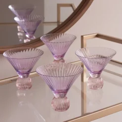 GLASS Venice Martini Set of 4 (Violet and Pink)