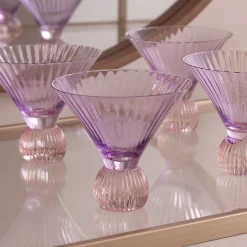 GLASS Venice Martini Set of 4 (Violet and Pink)