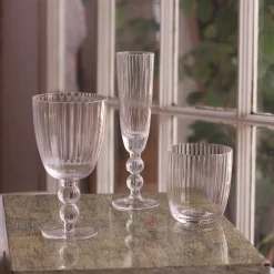 GLASS Venice Stemless Wine Glass/Double Old Fashioned Set of 4 (Clear)