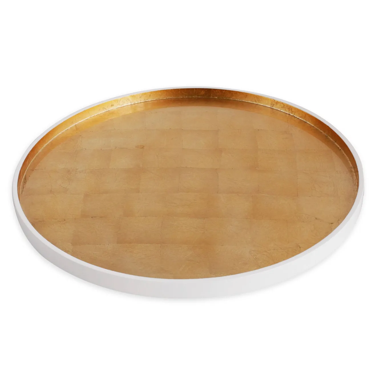 INDOCHINE Round Lacquered Tray White and Gold
