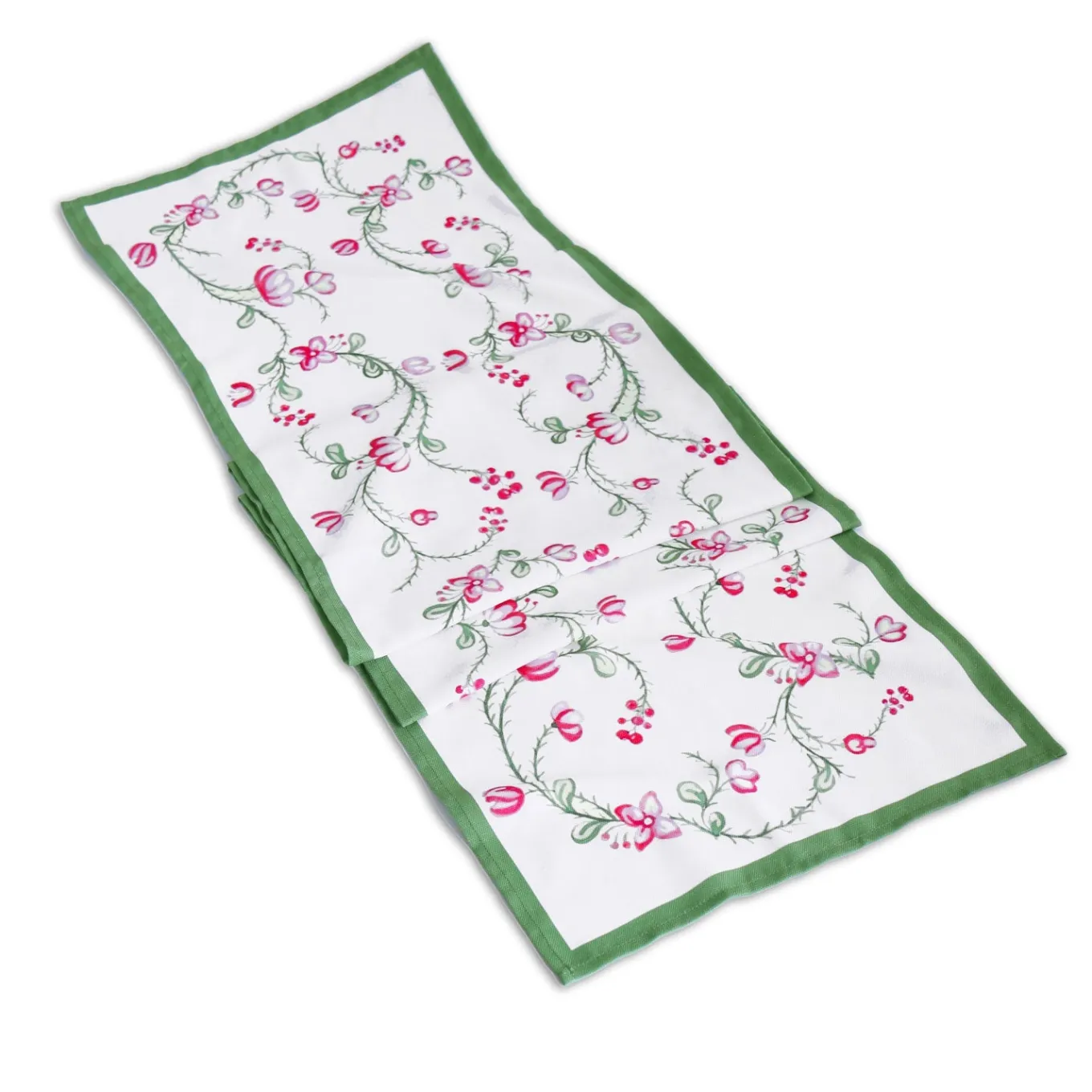LINEN Norelle Runner 108 x 18 (Green and Red Floral)