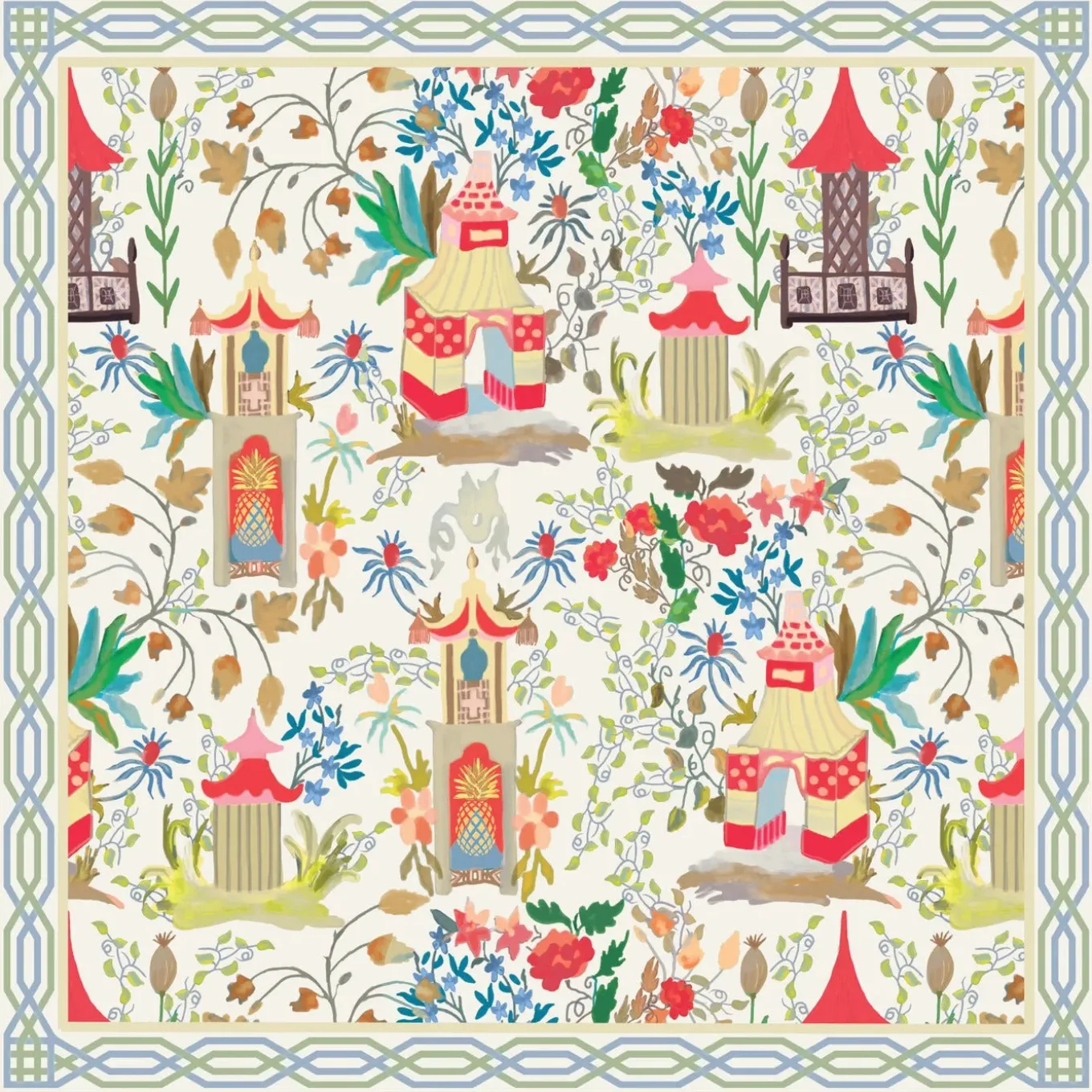 LINEN Pagoda Napkins 20 x 20 Set of 4 (Multi)