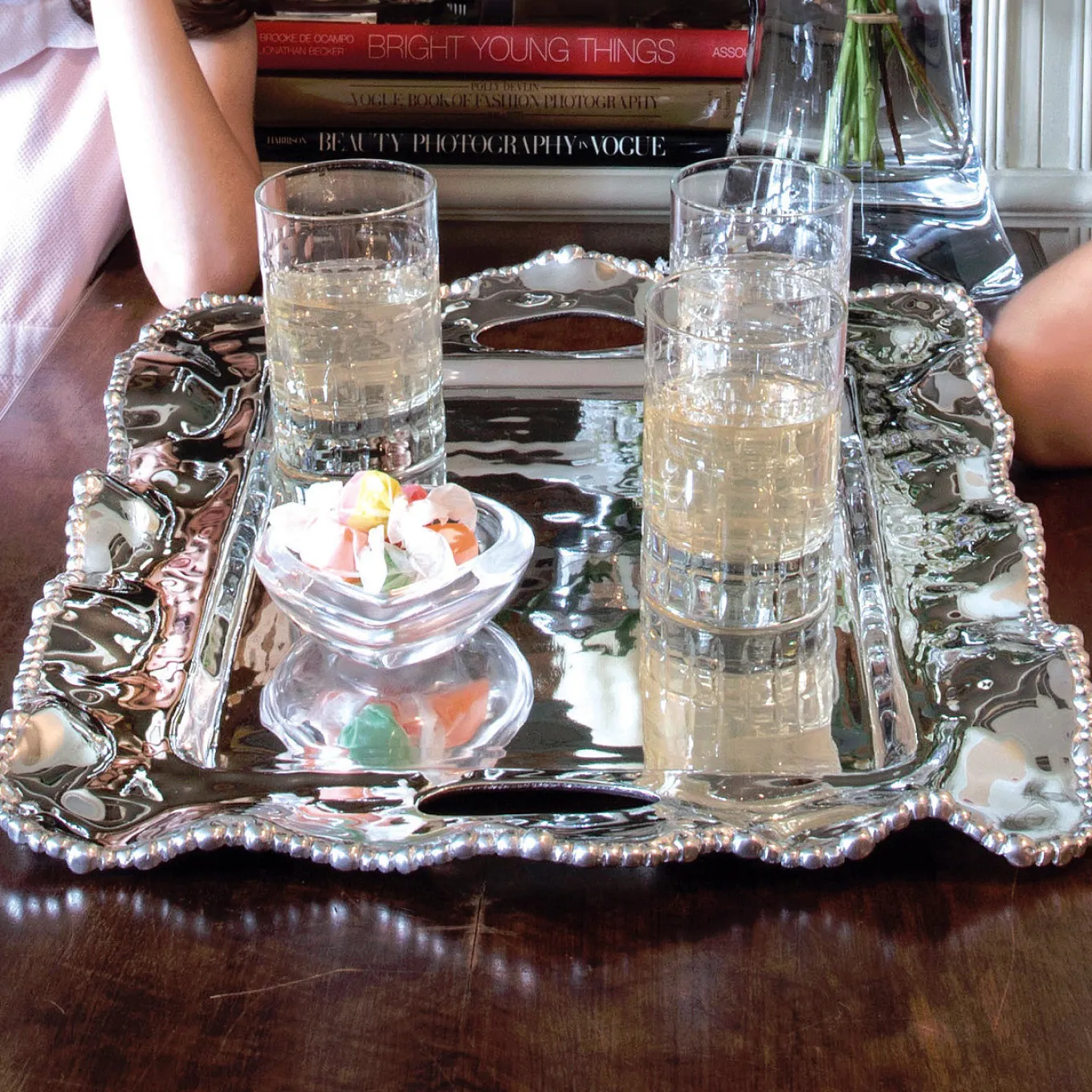 ORGANIC PEARL Kristi Medium Rectangular Tray with Handles